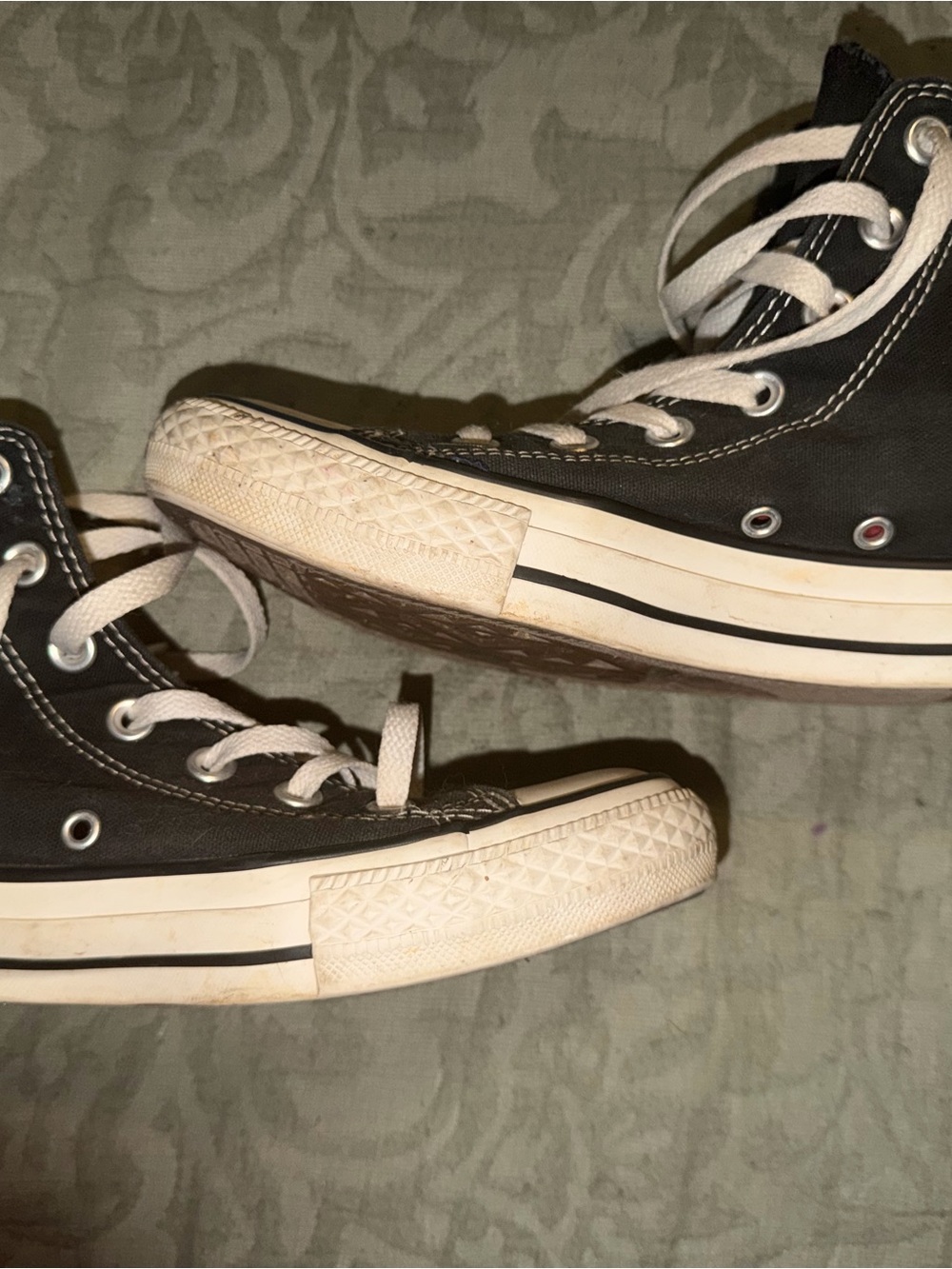 Black High Top Converse Sneakers with White Soles